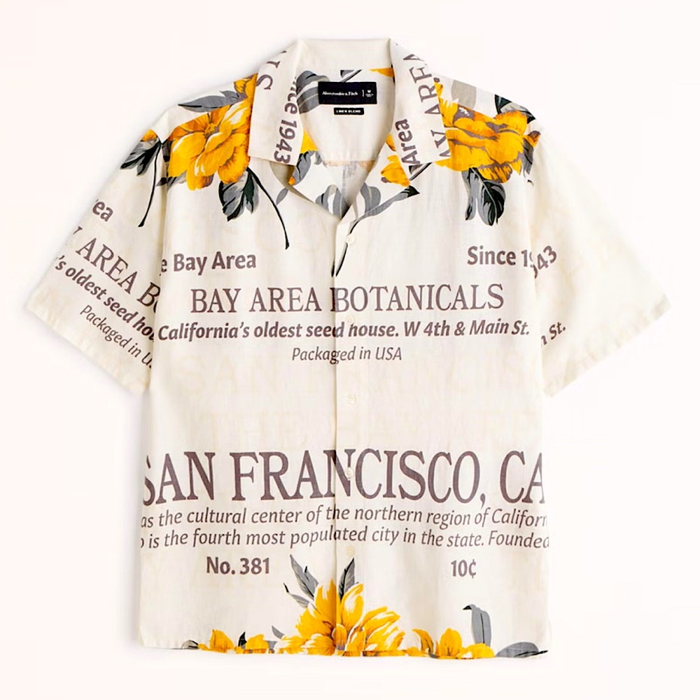 Abercrombie & Fitch Camp Collar Linen-Blend Shirt